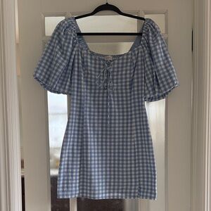 Chic Blue Checkered Mini Dress